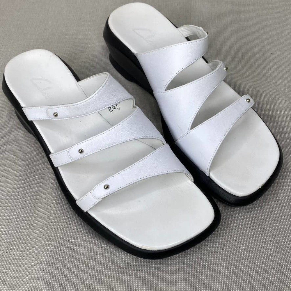 Clark white strap‎ leather sandals Y2K